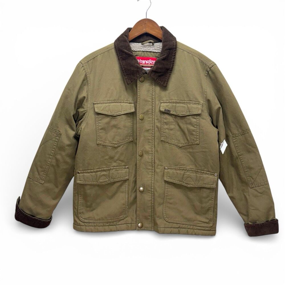 NWT Wrangler Sherpa Lined Barn Jacket Mens Small Vtg Chore Utility Corduroy Trim
